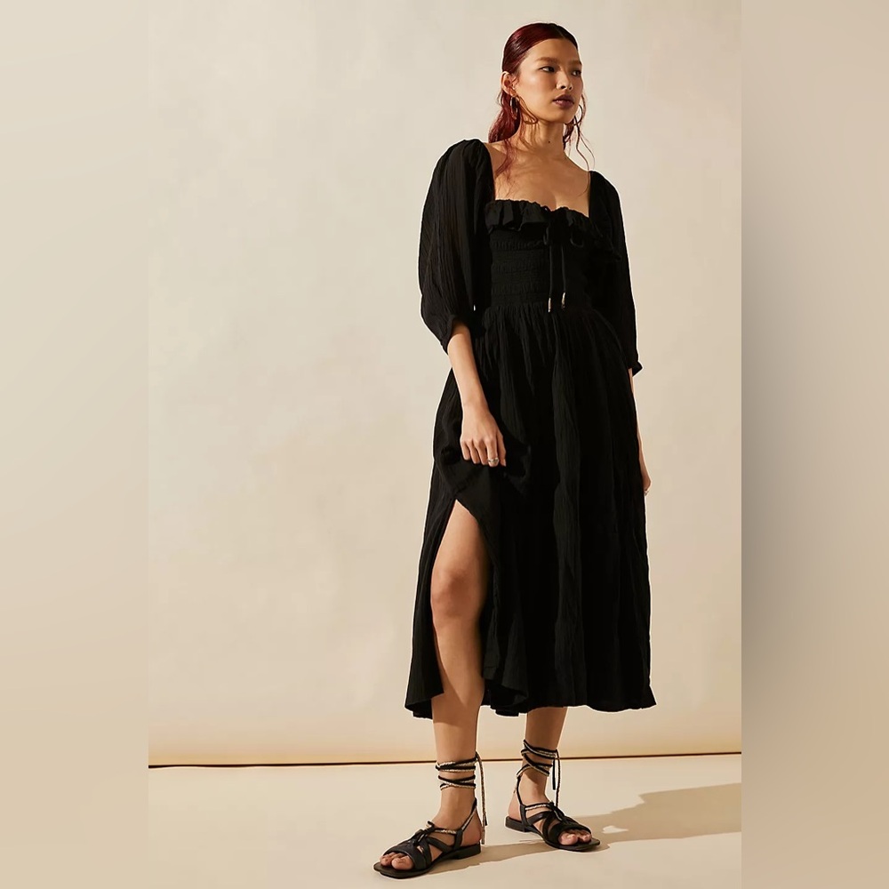 Free People Oasis Black Midi Dress - XS